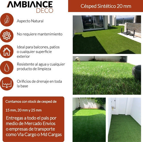 Premium 20mm Synthetic Grass 5.60m2 (2.00 x 2.80) - Ideal for Gardens and Terraces - Natural Look and Feel - Eco-Friendly 3