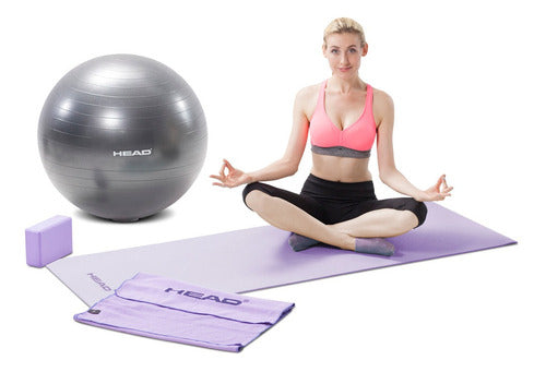 Head Yoga Kit Set Combo: Fitness Ball, Mat, Towel, Block 0