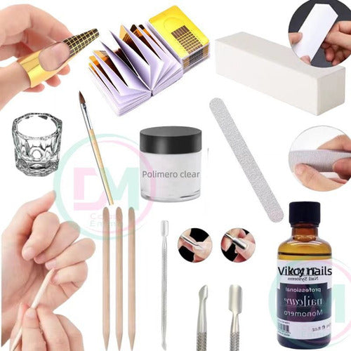 Kit Incial X9 Uñas Esculpidas Acrilicas Manicuria Polimero 0