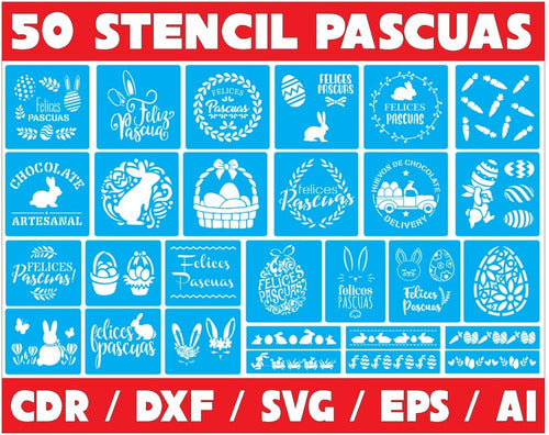 Pack Vectores Corte Laser - 52 Stencils Pascua 0