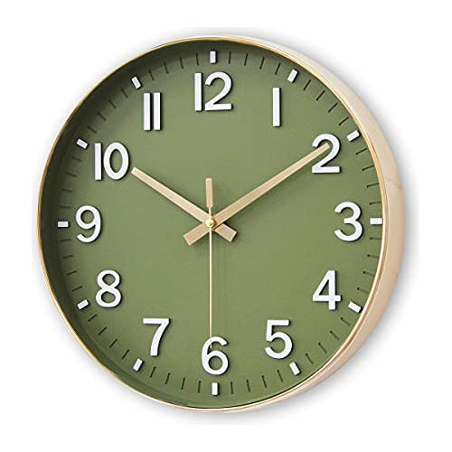 HZDHCLH Silent Wall Clock Olive Green 30cm 2