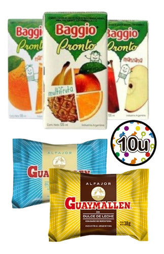 Combo De 25 Alfajores Guaymallén + 25 Jugos Baggio X 125 Ml 0