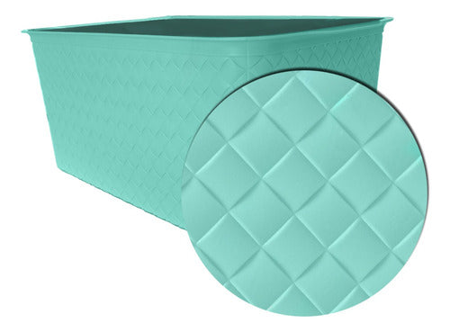 Plastic Rattan-Like Organizer Basket - Green X8 1