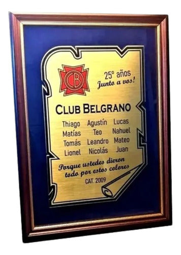 Placa Premio Cartel Diploma En Cuadro Grabado 39x29 0