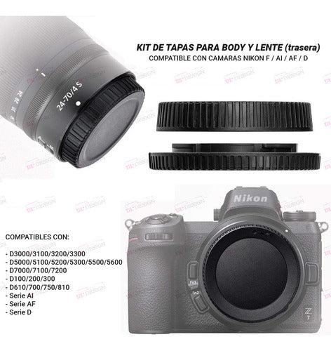 Compatible Nikon Body and Lens Rear Cap Kit 1