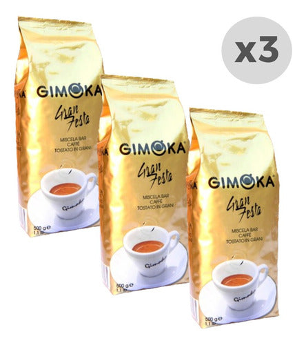 Gimoka Café Tostado En Grano Gran Festa 500gr X 3 0