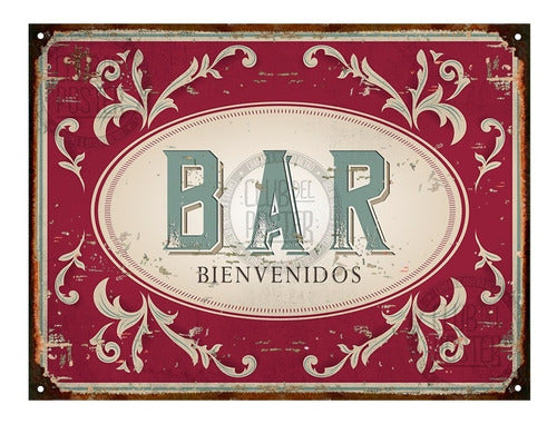 Club del Poster Vintage Metal Sign Welcome Fileteado 20x28cm 0