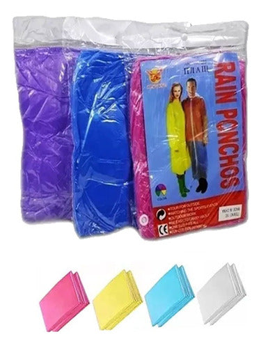 Pack of 6 Waterproof Rain Ponchos with Hood Adult Size Assorted Colors by KAOSIMPORT EN 11 3