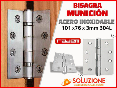 Radem Bisagra Munición 101 X 76 X 3mm Acero Inoxidable 1