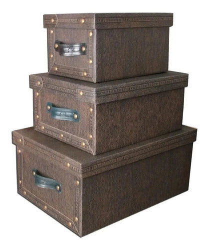 Set of 3 Organizing Trunk Boxes Jean Deco by Pettish Online 0