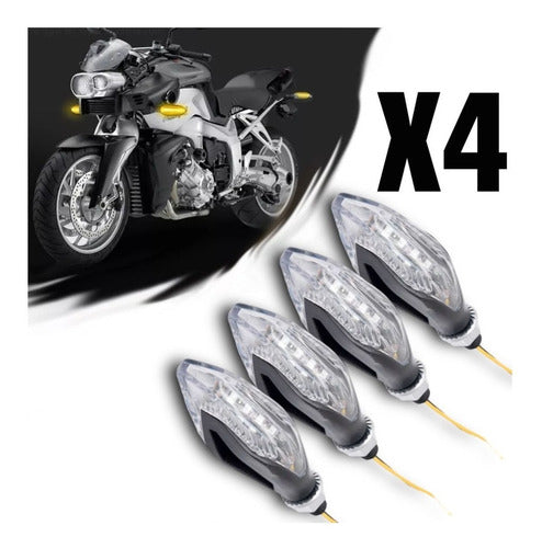 Kit 4 Faros Luz Led De Giro Universal Para Moto A-vip 1