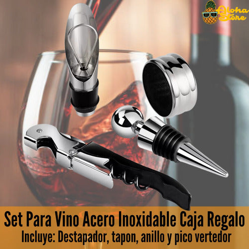 Set De Vino Destapador 4 Piezas Completo Regalo Souvenir 1