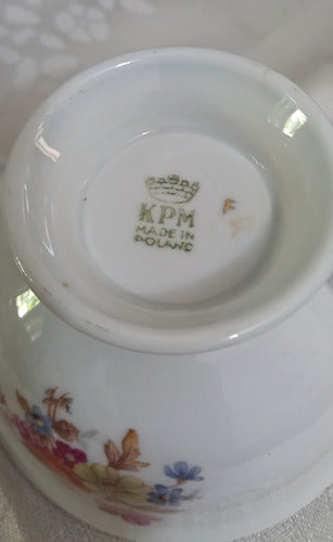 Antigo Trio Xicara De Cha Porcelana Kpm Poland 4