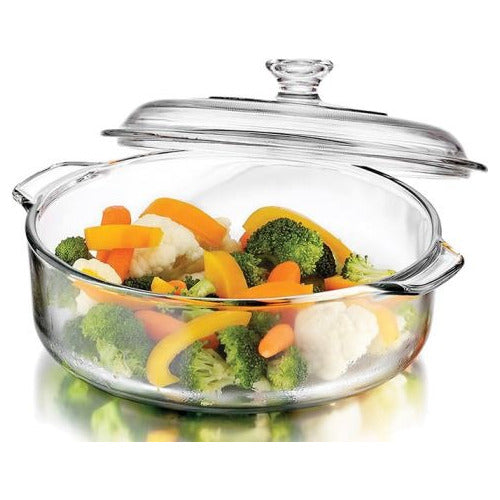 Round Glass Casserole with Lid 26x14cm 3L Cooking Pot Libbey 0