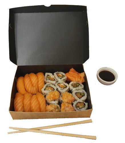 Medium Rustic Sushi Box 20-24 Pieces, 50 Units Int./Ext. Lam 0