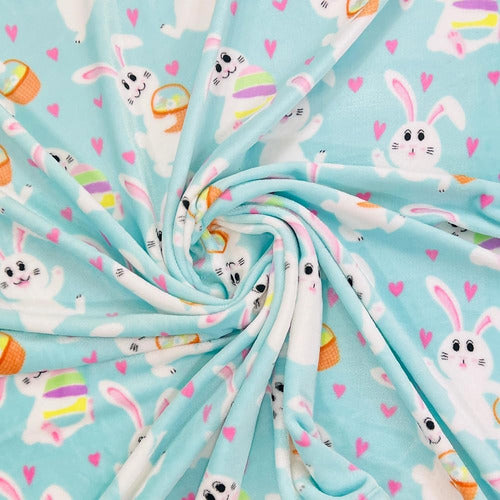 Serafina Home Bunny Velvet Fleece Blanket: Conejitos Coloridos 1