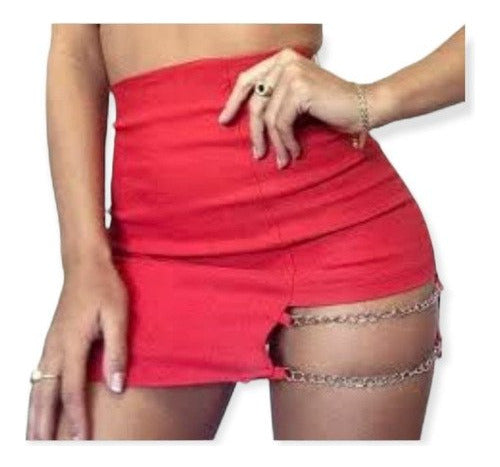 Stylish Short Dress Skirt with Chain Details 2