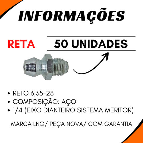 Kit 50 Engraxadeiras Reta 1/4 Onibus Volare/ Cargo 814/ D60 1