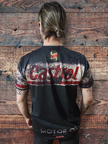 Urban Ryder Castrol Full Print Modal Motorcycle T-Shirt 3