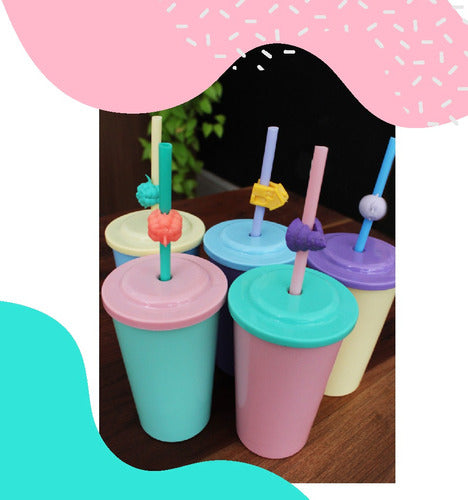 Reusable Plastic Cup 300cc X20u with Straw and Identifiable Cup Holder 4