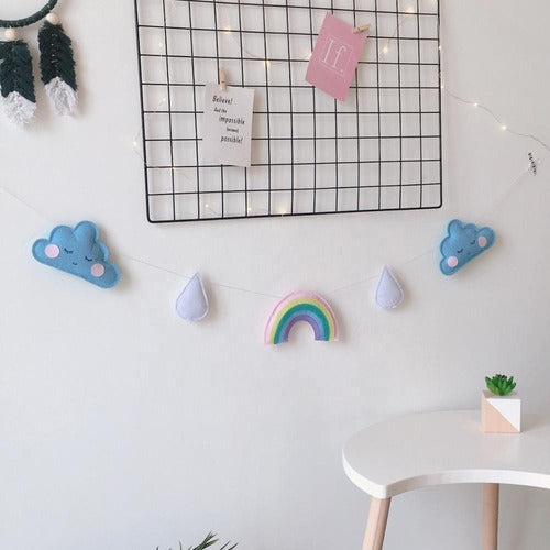 MIO SITIO PIPN Guirnaldas Decorativas Cuarto Bebé Nubes, Arcoiris - Babyshower 2