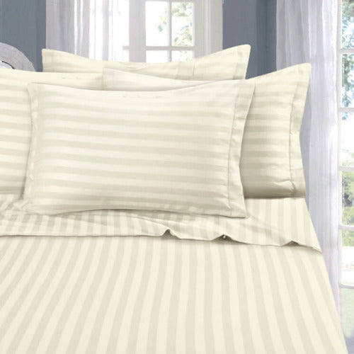 City Blanco 1 1/2 Plazas Striped Dobby Bed Sheets Set for Sommier 6