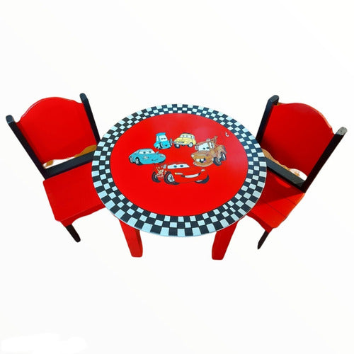 Hand-Painted Children's Table and Chairs Set Inspired by Cars 0