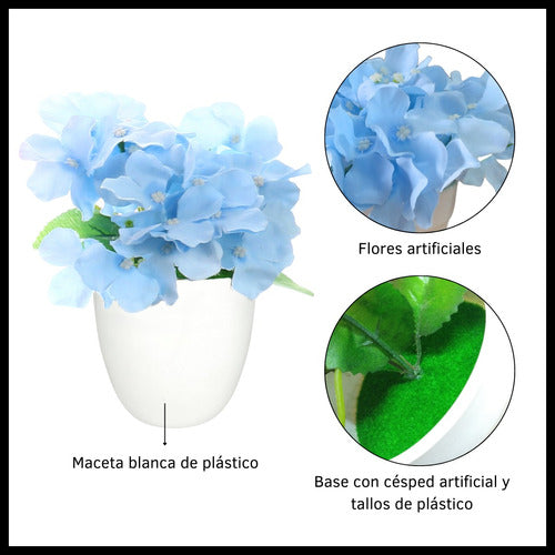 Benabi Artificial Plant with Plastic Pot - Hydrangeas Decoration 4