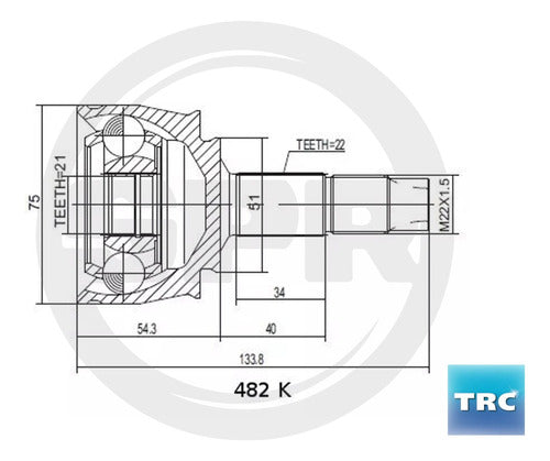 Junta Homocinetica Lado Rueda Fiat Idea 1.4 1