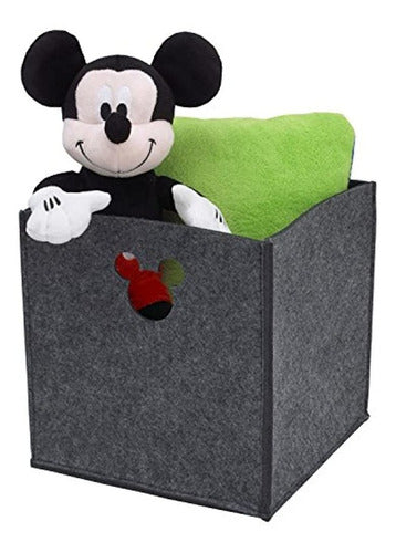 Disney Mickey Mouse Heathered Grey Felt Storage Bin 0