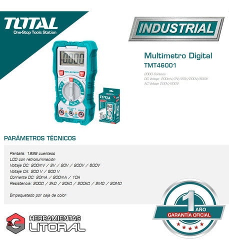 Total Professional Industrial Digital Multimeter Tester 600V 3