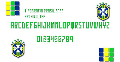 Tipografía Números Camiseta Brasil 2022 Fuente Instalable 0