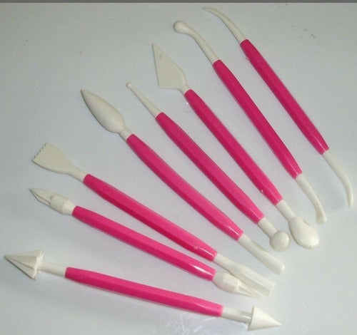 8 Double-Ended Plastic Tools for Fondant Cold Porcelain Pastry Modeling 0