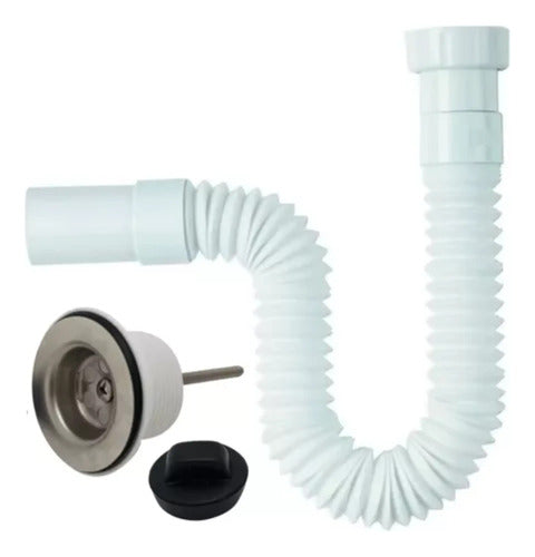 White Extendable Retractable Siphon + Sink Drain Pipe 0