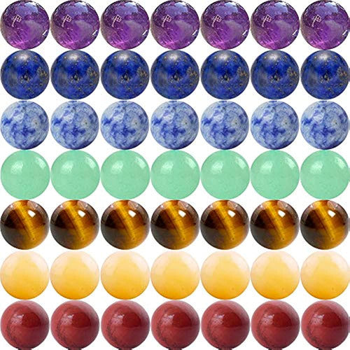 Cmidy 7 Natural Chakra Stone Beads - 100 Pieces of 8mm Round Genuine Gemstone 0