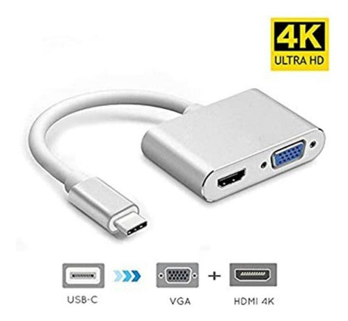 Luxell Conversor Cable Adaptador Usb C A Hdmi Mas Vga Um2105 0