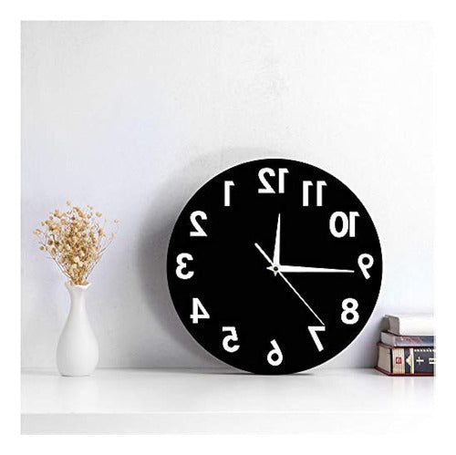 The Geeky Days Reverse Wall Clock 12 Inches Unusual Numbers 1