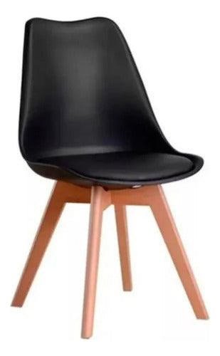 Welaman Silla De Comedor Acolchonada Eames Negra Patas De Madera 0