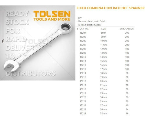 Tolsen Combination Wrench with Ratchet 21 mm 15217 1