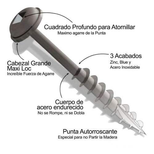 Tornillos Para Sistema Kreg 38mm Rosca Gruesa Caja 100u Maxi 4