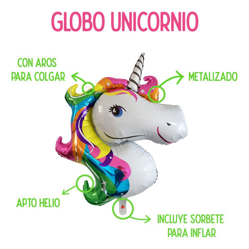 Enfiestados Large Sweet Unicorn Head Foil Balloon 4