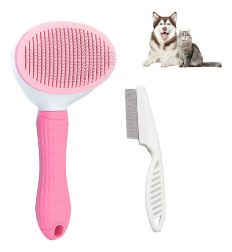 Pet Grooming Set: Cardina Brush Pet Hair Remover + Flea Comb 2
