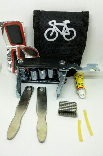 Kit Funda Reparacion Bicicleta Parches Llaves 13 Piezas 4