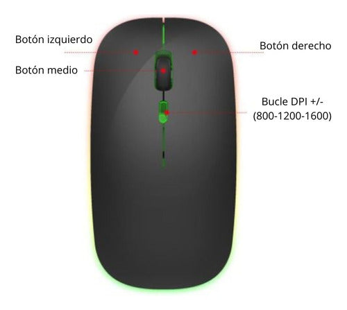 2.4 GHZ Wireless Mouse M40: Rechargeable Battery & LED Lights 3