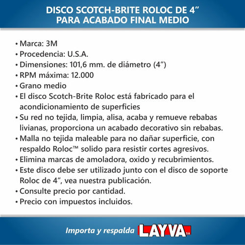 781590 Disco Scotch-brite Grano Medio Roloc 4'' 3m Layva 1