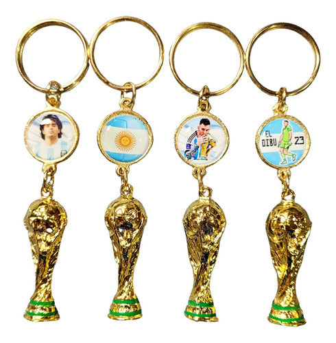 Sitges_artesanias Metal Keychain World Cup with Dome Argentina Flag 0