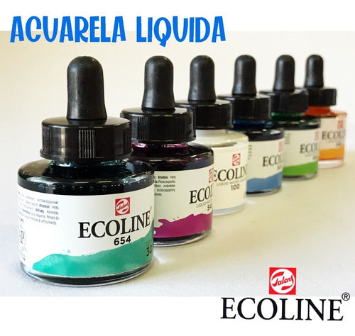 3 Tintas Ecoline De Acuarela Líquida Frasco 30 Ml Con Gotero 1