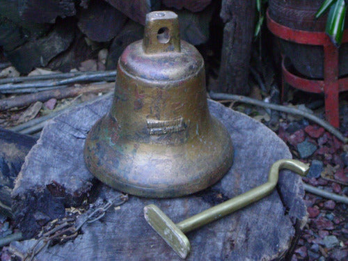 Antigua Campana De Estancia De Buen Tamaño Antigua Bronce 5