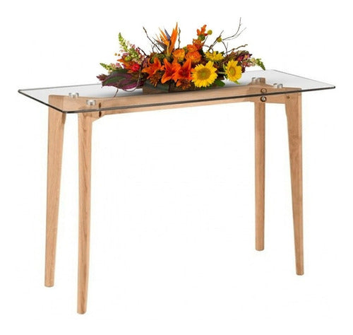 Modern Glass and Wood Soho Console Side Table 100x32x75 cm 0