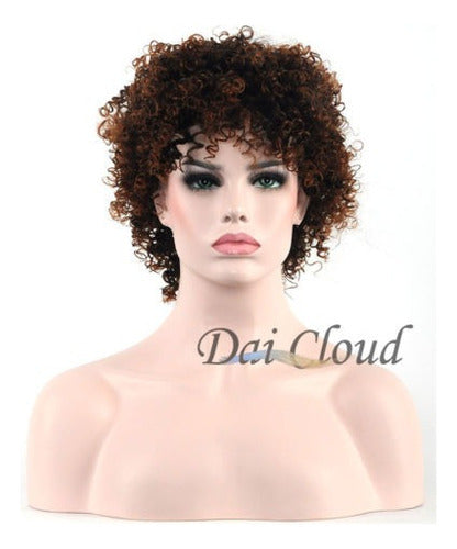 Cosplay Women Short Ruffled Curly Afro Dark Brown Wig 1